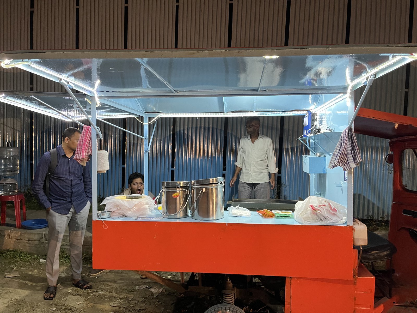 South Indian food truck serving at night